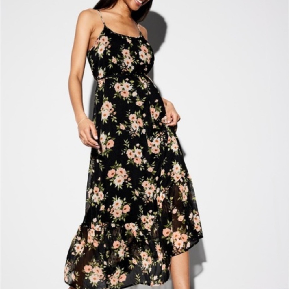 Old Navy Black Floral Midi Dress